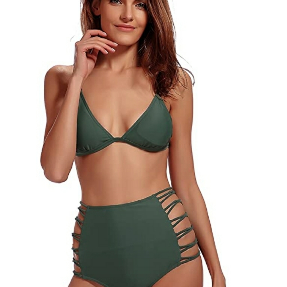 High Waisted Bikini Set Green Size: Small